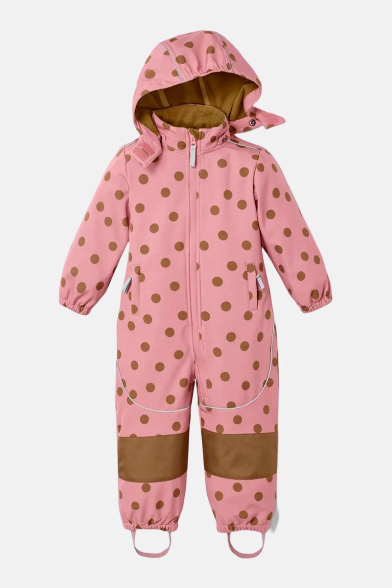 Tchibo Toddlers Girl Polka Dots Overall Rain Jacket, Pink - Image 2